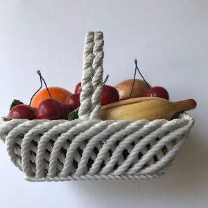 Vintage Italian Porcelain Fruit Basket with fruit